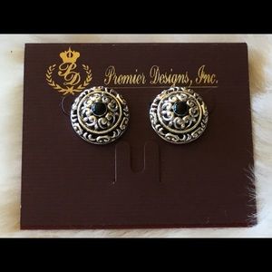 Premier Designs Nora earrings silver black pierced